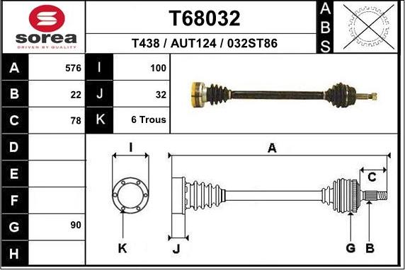 EAI T68032 - Drive Shaft car-mod.net