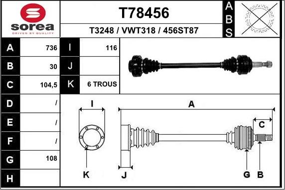 EAI T78456 - Drive Shaft car-mod.net