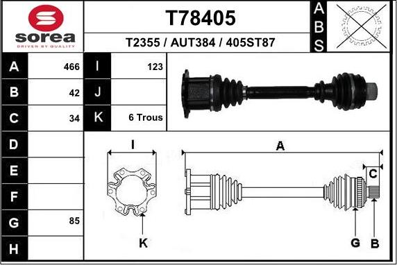 EAI T78405 - Drive Shaft car-mod.net
