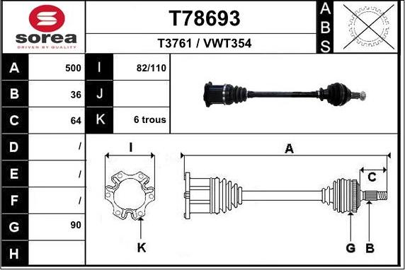 EAI T78693 - Drive Shaft car-mod.net