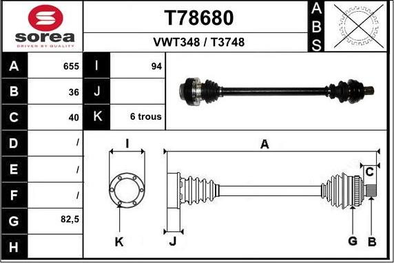 EAI T78680 - Drive Shaft car-mod.net