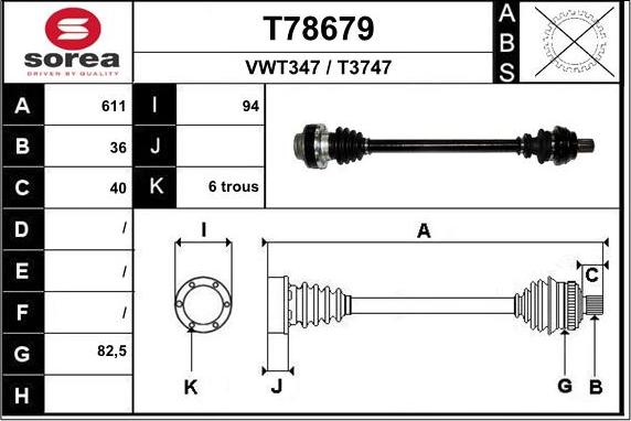 EAI T78679 - Drive Shaft car-mod.net