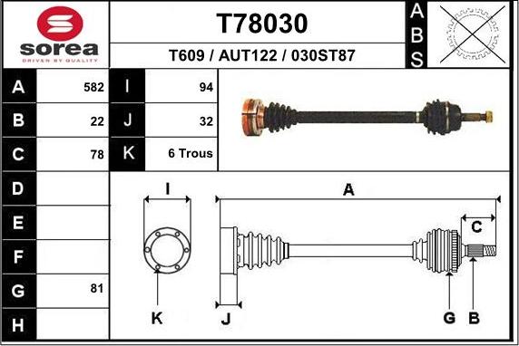 EAI T78030 - Drive Shaft car-mod.net