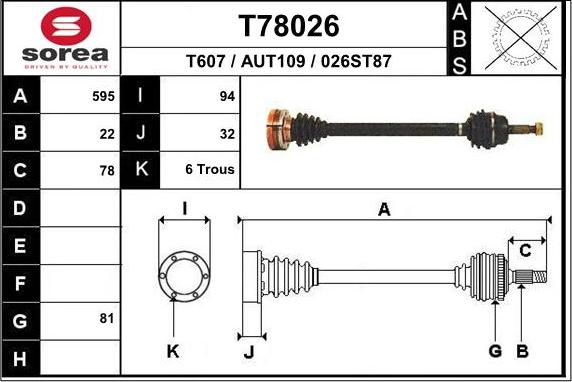 EAI T78026 - Drive Shaft car-mod.net