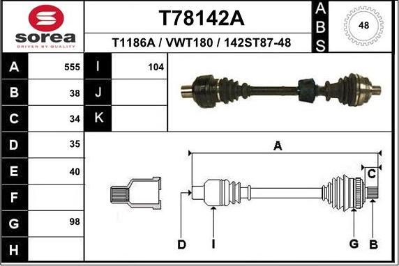 EAI T78142A - Drive Shaft car-mod.net