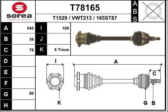 EAI T78165 - Drive Shaft car-mod.net