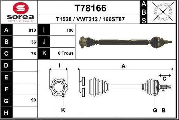 EAI T78166 - Drive Shaft car-mod.net