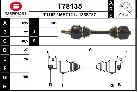 EAI T78135 - Drive Shaft car-mod.net