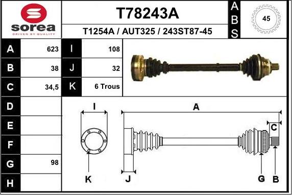 EAI T78243A - Drive Shaft car-mod.net