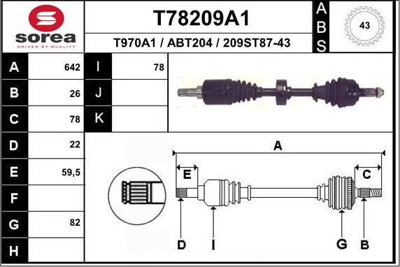 EAI T78209A1 - Drive Shaft car-mod.net