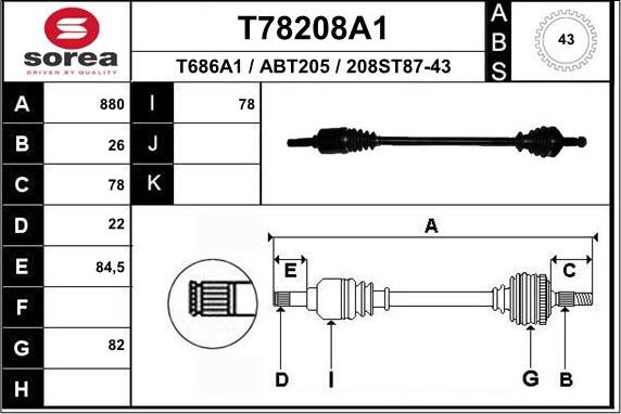 EAI T78208A1 - Drive Shaft car-mod.net