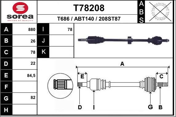 EAI T78208 - Drive Shaft car-mod.net
