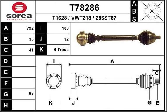 EAI T78286 - Drive Shaft car-mod.net