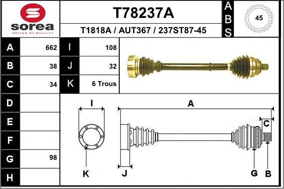 EAI T78237A - Drive Shaft car-mod.net