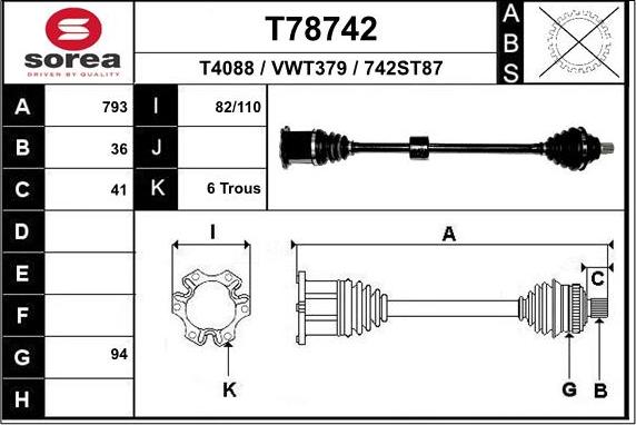EAI T78742 - Drive Shaft car-mod.net