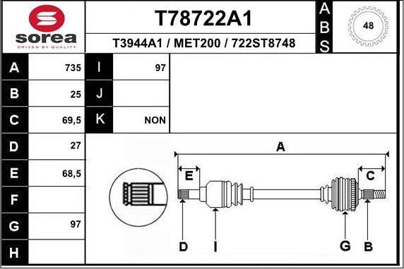 EAI T78722A1 - Drive Shaft car-mod.net