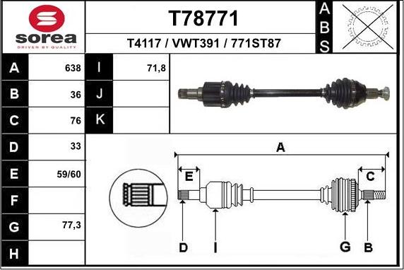 EAI T78771 - Drive Shaft car-mod.net