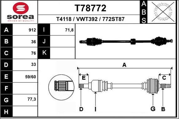 EAI T78772 - Drive Shaft car-mod.net