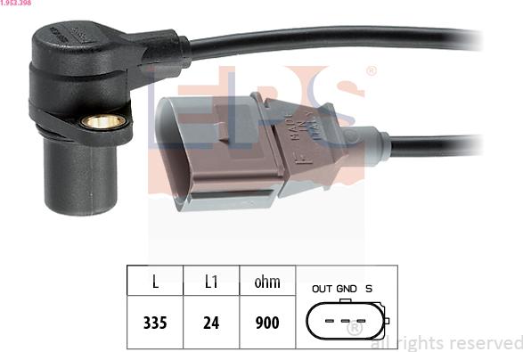 EPS 1.953.398 - Crankshaft position sensor, RPM car-mod.net