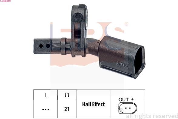 EPS 1.960.010 - ABS sensor, wheel speed car-mod.net