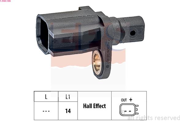 EPS 1.960.186 - ABS sensor, wheel speed car-mod.net