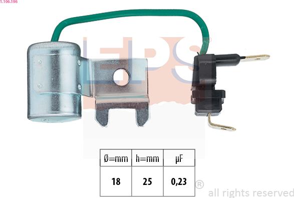 EPS 1.106.196 - Condenser, ignition car-mod.net