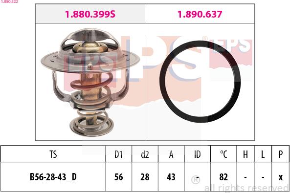 EPS 1.880.522 - Coolant thermostat / housing car-mod.net