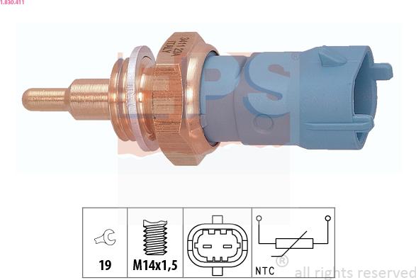 EPS 1.830.411 - Coolant temperature Sensor car-mod.net