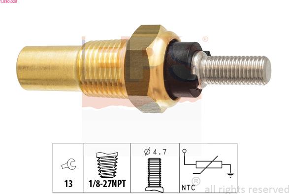 EPS 1.830.028 - Coolant temperature Sensor car-mod.net