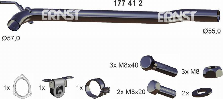 ERNST 177412 - Repair Pipe, catalytic converter car-mod.net
