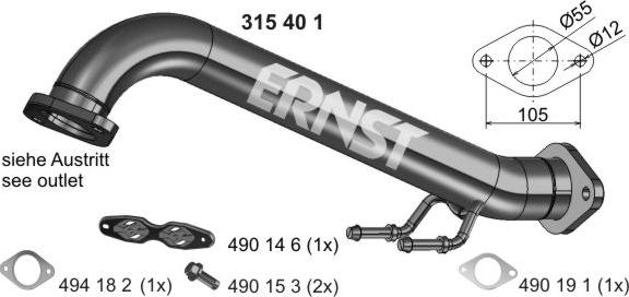 ERNST 315401 - Exhaust Pipe car-mod.net