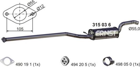 ERNST 315036 - Middle Silencer car-mod.net