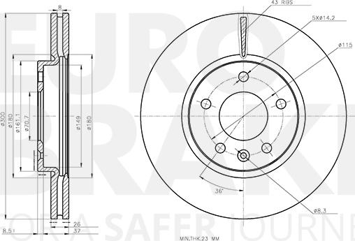 Eurobrake 5815313685 - Brake Disc car-mod.net