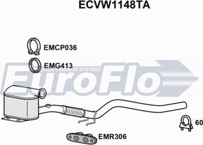EuroFlo ECVW1148TA - Catalytic Converter car-mod.net