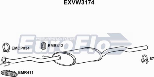 EuroFlo EXVW3174 - Middle Silencer car-mod.net