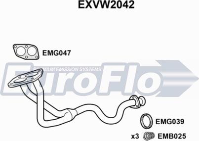 EuroFlo EXVW2042 - Exhaust Pipe car-mod.net
