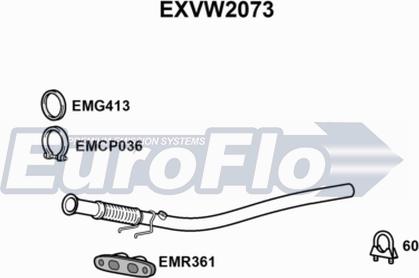 EuroFlo EXVW2073 - Exhaust Pipe car-mod.net