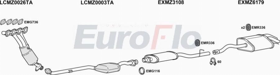 EuroFlo MZC2018 0306LHD - Exhaust System car-mod.net