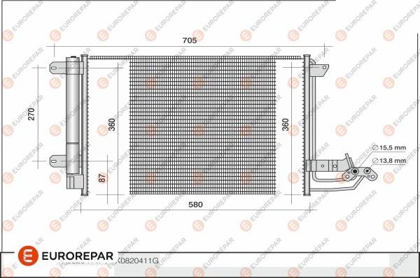 EUROREPAR 1609634880 - Condenser, air conditioning car-mod.net