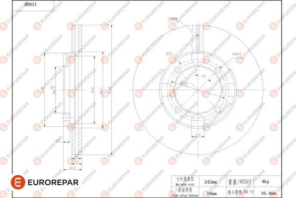 EUROREPAR 1684306380 - Brake Disc car-mod.net