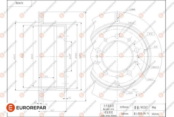 EUROREPAR 1684291480 - Brake Disc car-mod.net