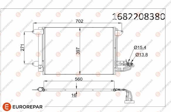 EUROREPAR 1682208380 - Condenser, air conditioning car-mod.net