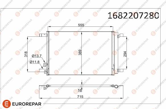 EUROREPAR 1682207280 - Condenser, air conditioning car-mod.net