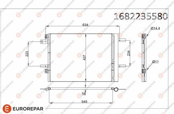 EUROREPAR 1682235580 - Condenser, air conditioning car-mod.net