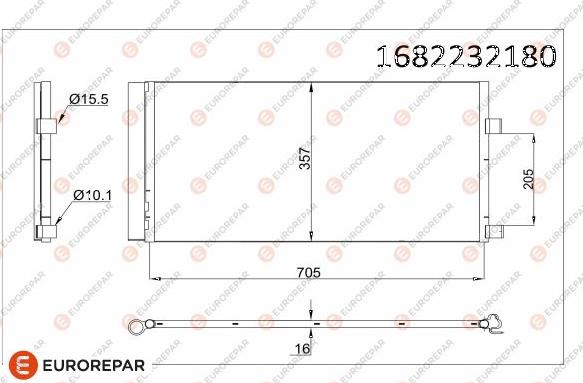EUROREPAR 1682232180 - Condenser, air conditioning car-mod.net