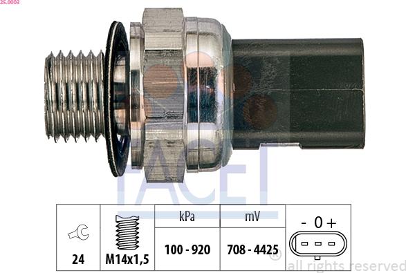 FACET 25.0003 - Sender Unit, oil pressure car-mod.net