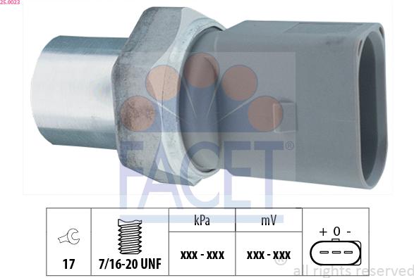 FACET 25.0023 - Pressure Switch, air conditioning car-mod.net