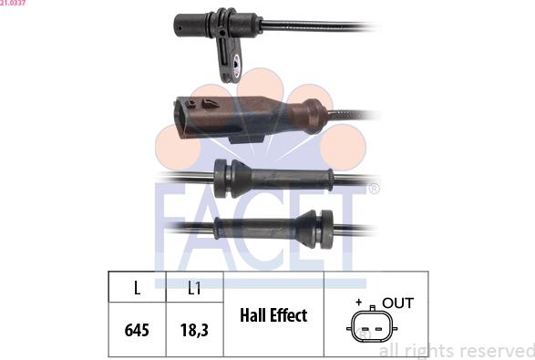 FACET 21.0337 - ABS sensor, wheel speed car-mod.net