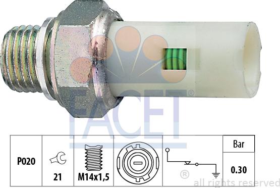 FACET 7.0076 - Sender Unit, oil pressure car-mod.net