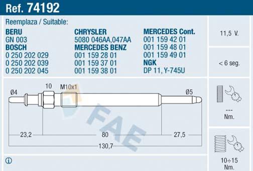 FAE 74192 - Glow Plug car-mod.net